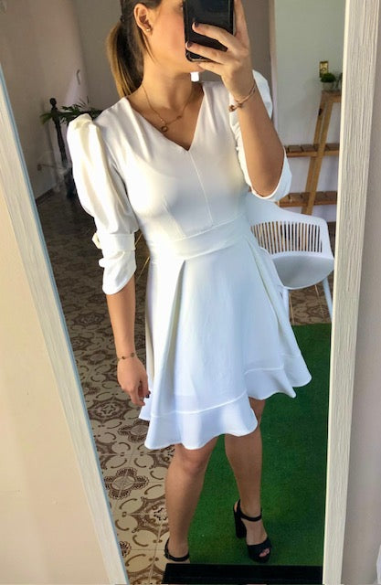 Vestido blanco puff sleeve