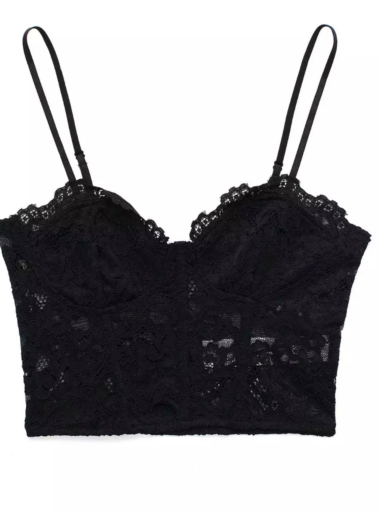 Croptop de encaje negro