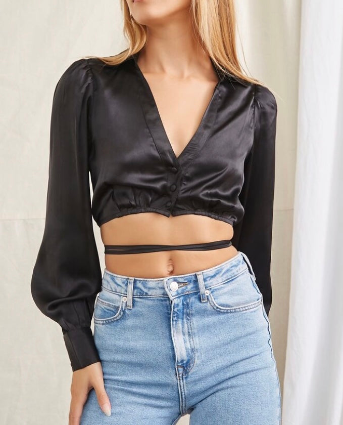 Camisa crop top negra