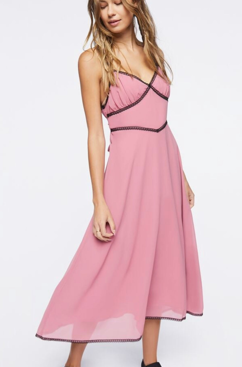 Vestido midi rosa